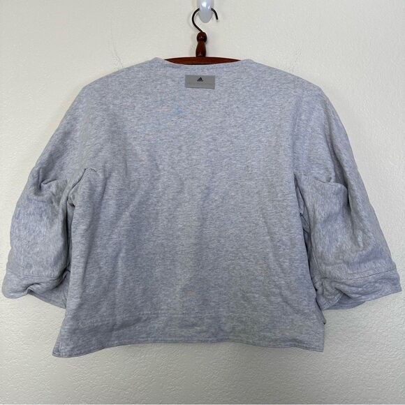 Stella McCartney x Adidas Cropped 3/4 Sleeve Sweatshirt in Heather Gray Size XS - Picture 7 of 7